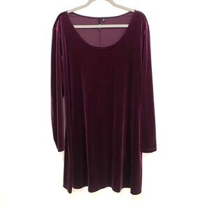 MIK PURPLE VELVET LONG SLEEVE SCOOP NECK MINI DRESS XXL PARTY FESTIVE GRUNGE